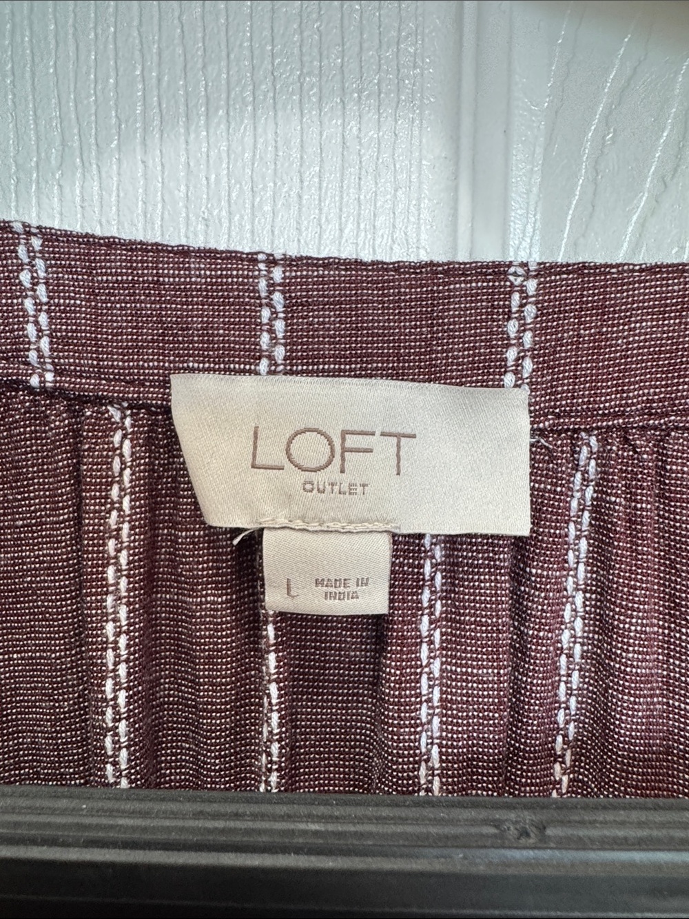 LOFT Plum-Striped Short Sleeve Mini Dress - Picture 2 of 4